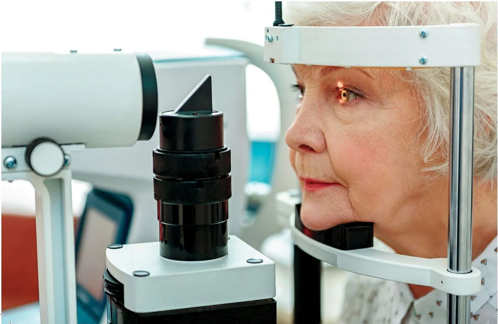 Patient during slit-lamp examination